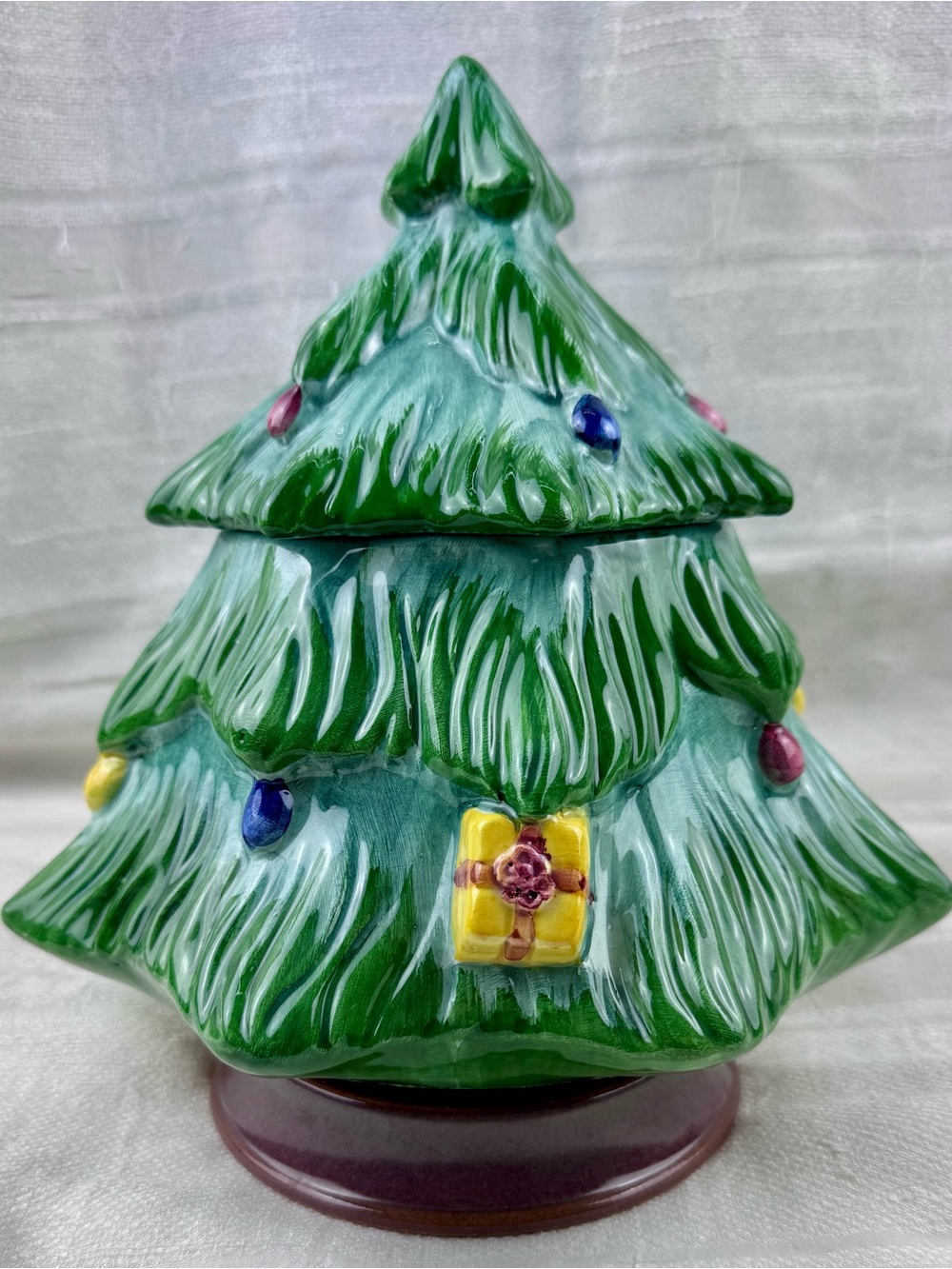 Vintage San Marco Ceramic Christmas Tree Cookie Jar Italy